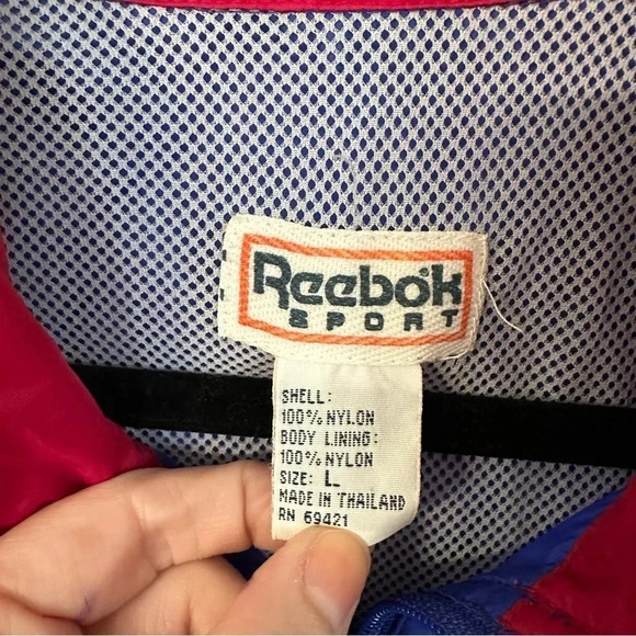 Reebok Sport Vintage Windbreaker Full Zip Jacket with Hood Option Sz L GUC - Picture 4 of 10